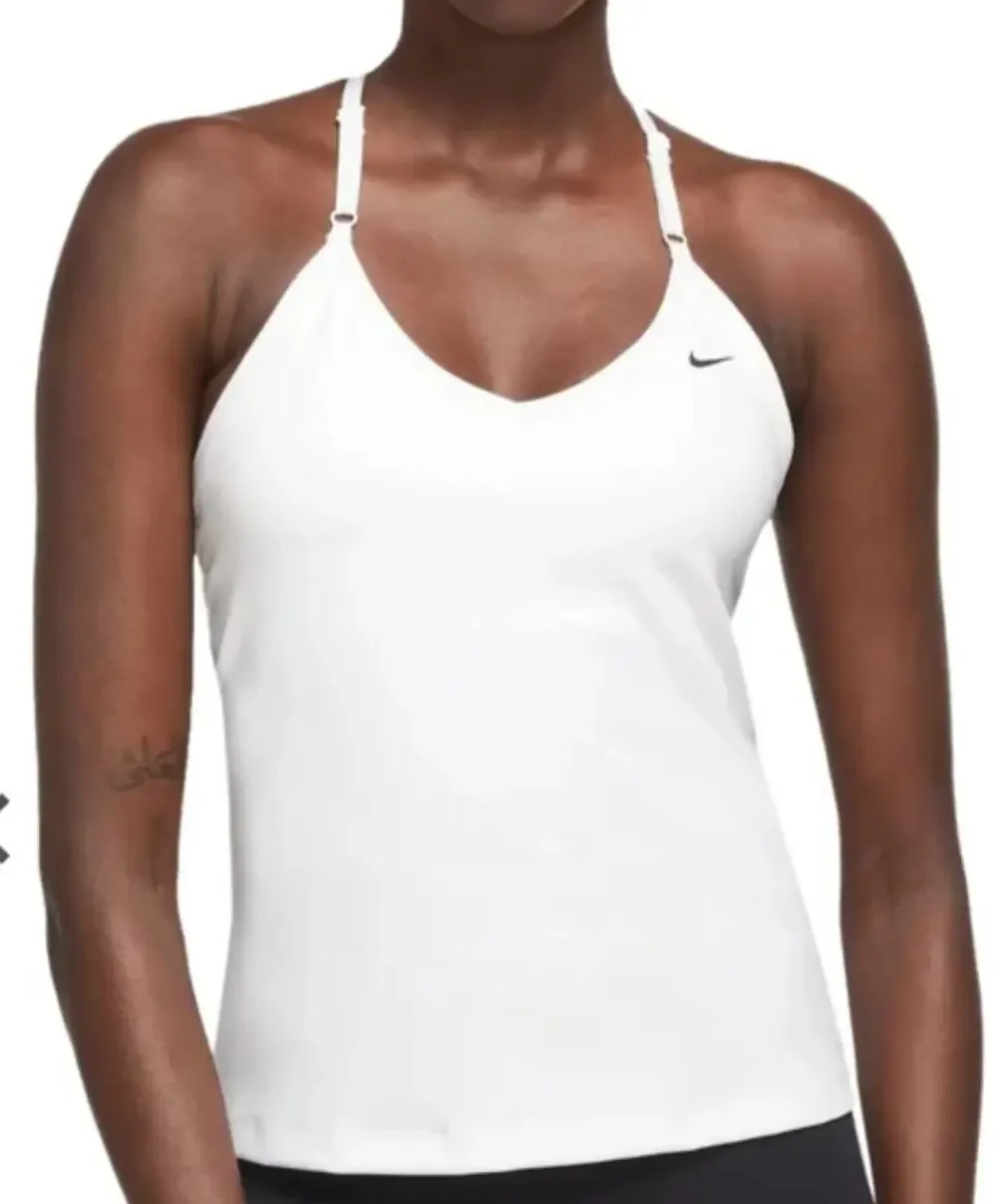 Nike White Indy Bra Training Tank Top Racerback Strap Built-In Bra XL NWT
